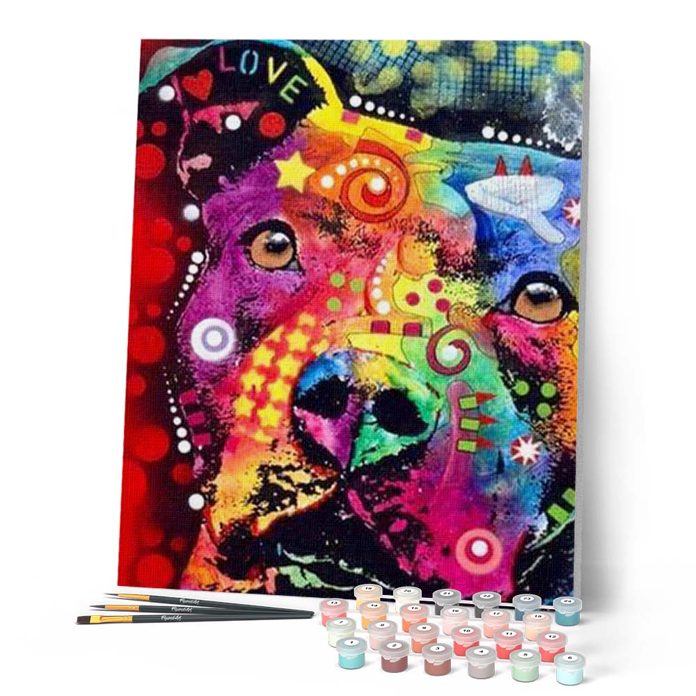 オリジナルペイント　ドッグ&ドッグ Paint by numbers - Colorful Dog – Figured'Art