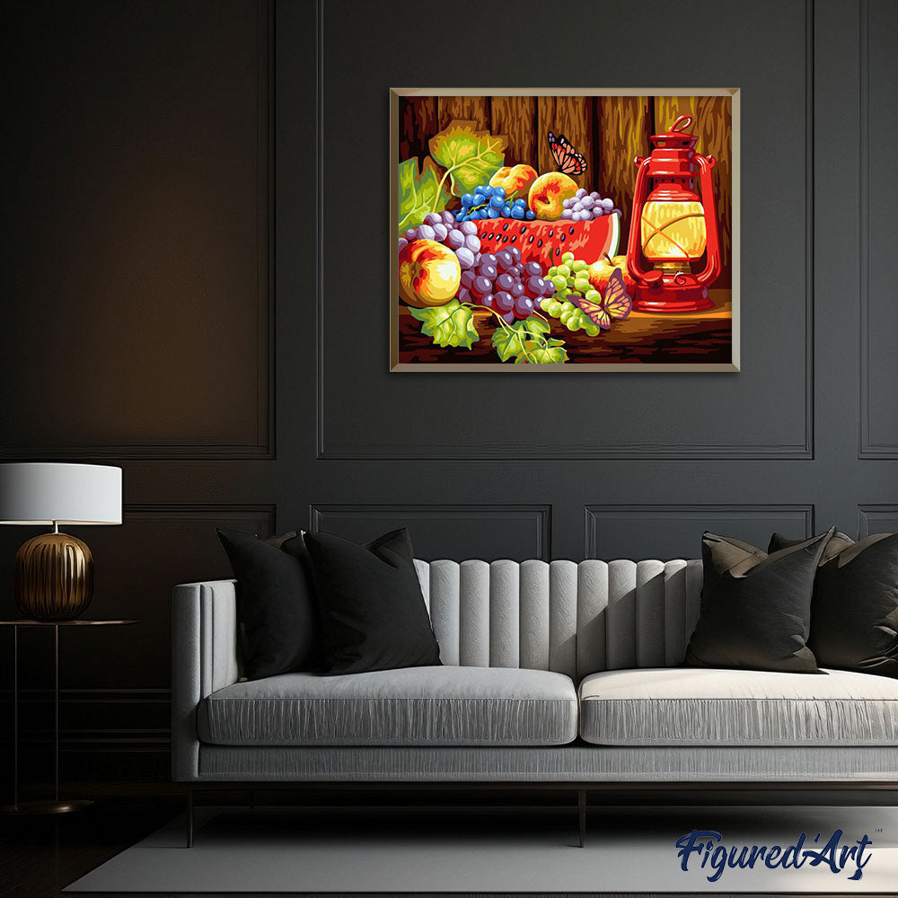 Paint by Numbers - Fruits on the table and butterflies – Figured'Art
