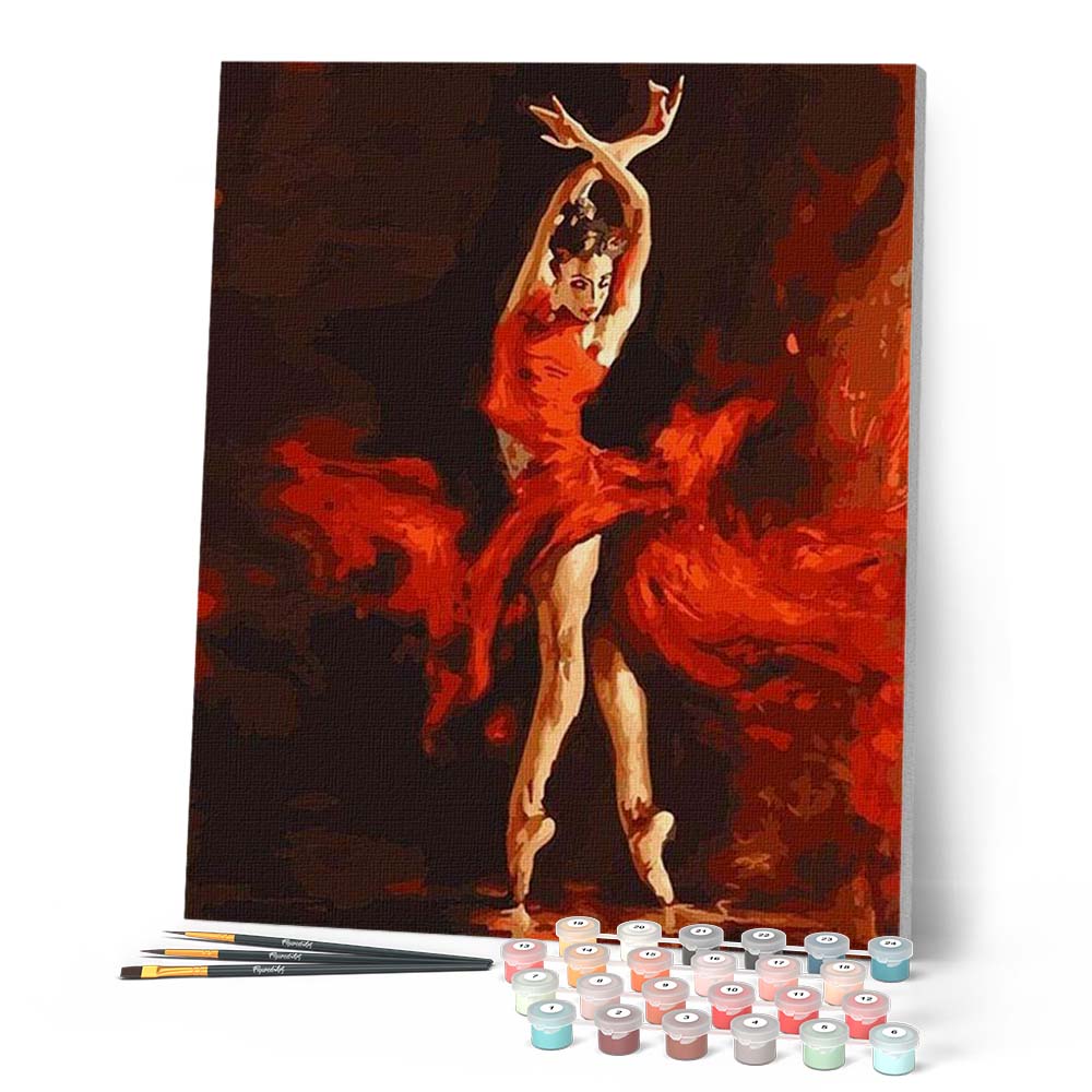 Paint by numbers - Magical Red Dancer – Figured'Art