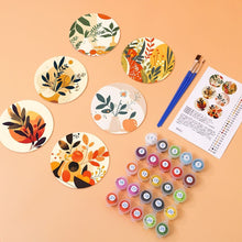 Load image into Gallery viewer, Paint by numbers 10cm Coasters (6 pieces) - Modern Botanical Design