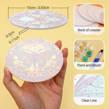 Load image into Gallery viewer, Paint by numbers 10cm Coasters (4 pieces) - Vibrant Wings: A Butterfly Quartet