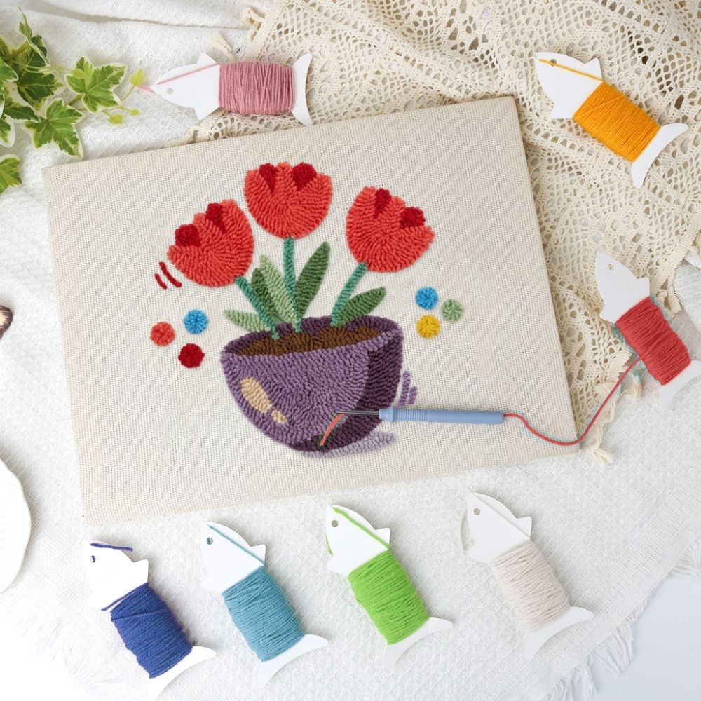 Punch Needle Kit with frame - Colorful Tulips – Figured'Art