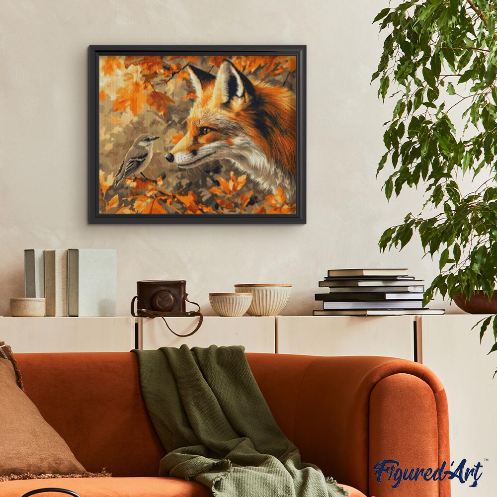 Diamond Painting Fox and Bird in Autumn Figured'Art