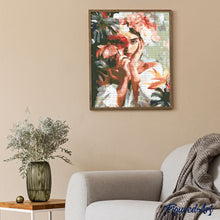 Load image into Gallery viewer, Diamond Painting - Floral Girl Portrait