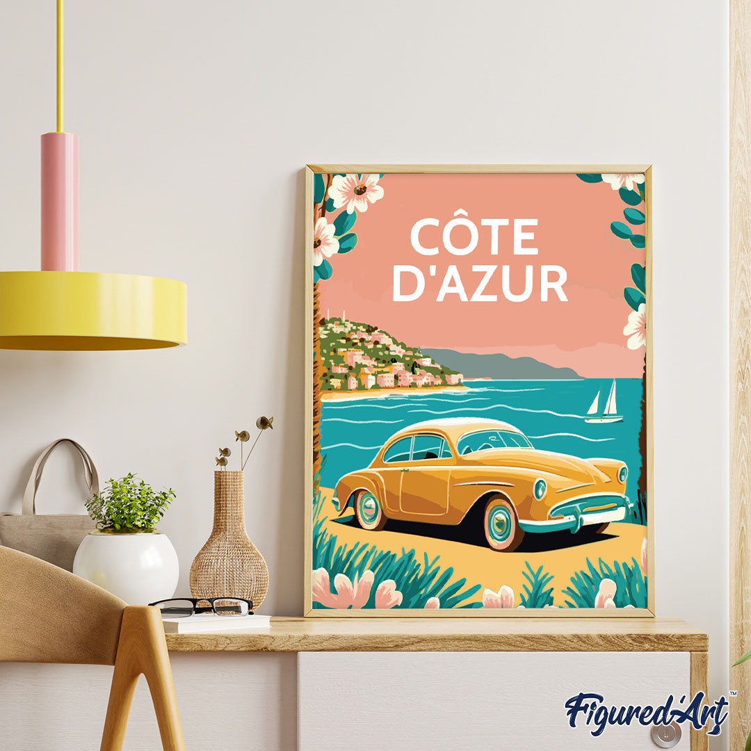 Poster Ete Sur La Cote D'Azur - Manifesto Vintage Art Déco Anni '30 - Stampa Francese 150g Lucida