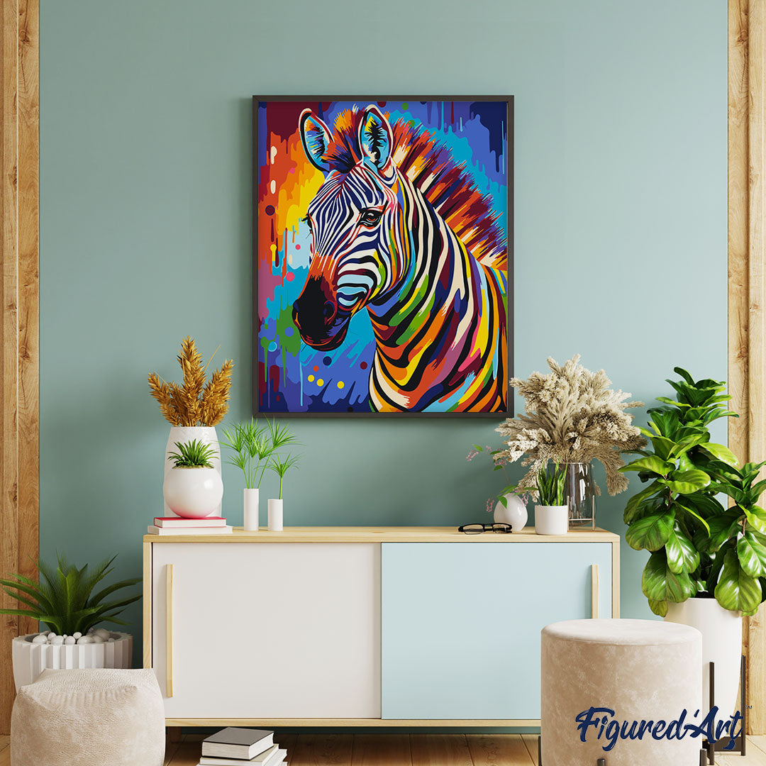 Paint by Numbers Colourful Abstract Zebra Figured'Art