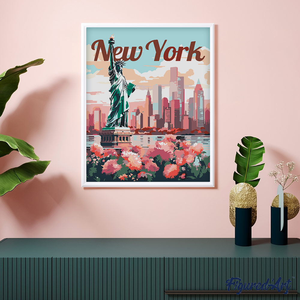 Paint by Numbers for adults UK - Travel Poster New York in Bloom