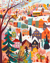 Load image into Gallery viewer, Paint by numbers kit for adults Colourful Winter Village Figured'Art UK