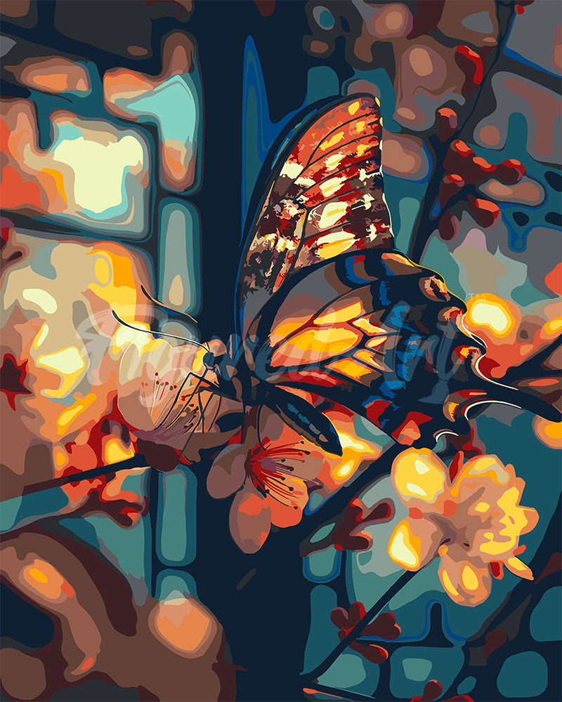 Paint by Numbers for adults UK - Butterfly and Cherry Blossoms ...