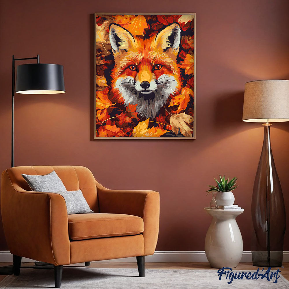 Paint by Numbers for adults UK - Fox in Autumn Leaves – Figured'Art