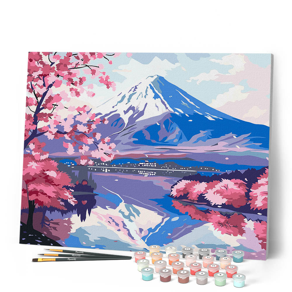 Paint by Numbers for adults UK - Mount Fuji and Sakura Lake