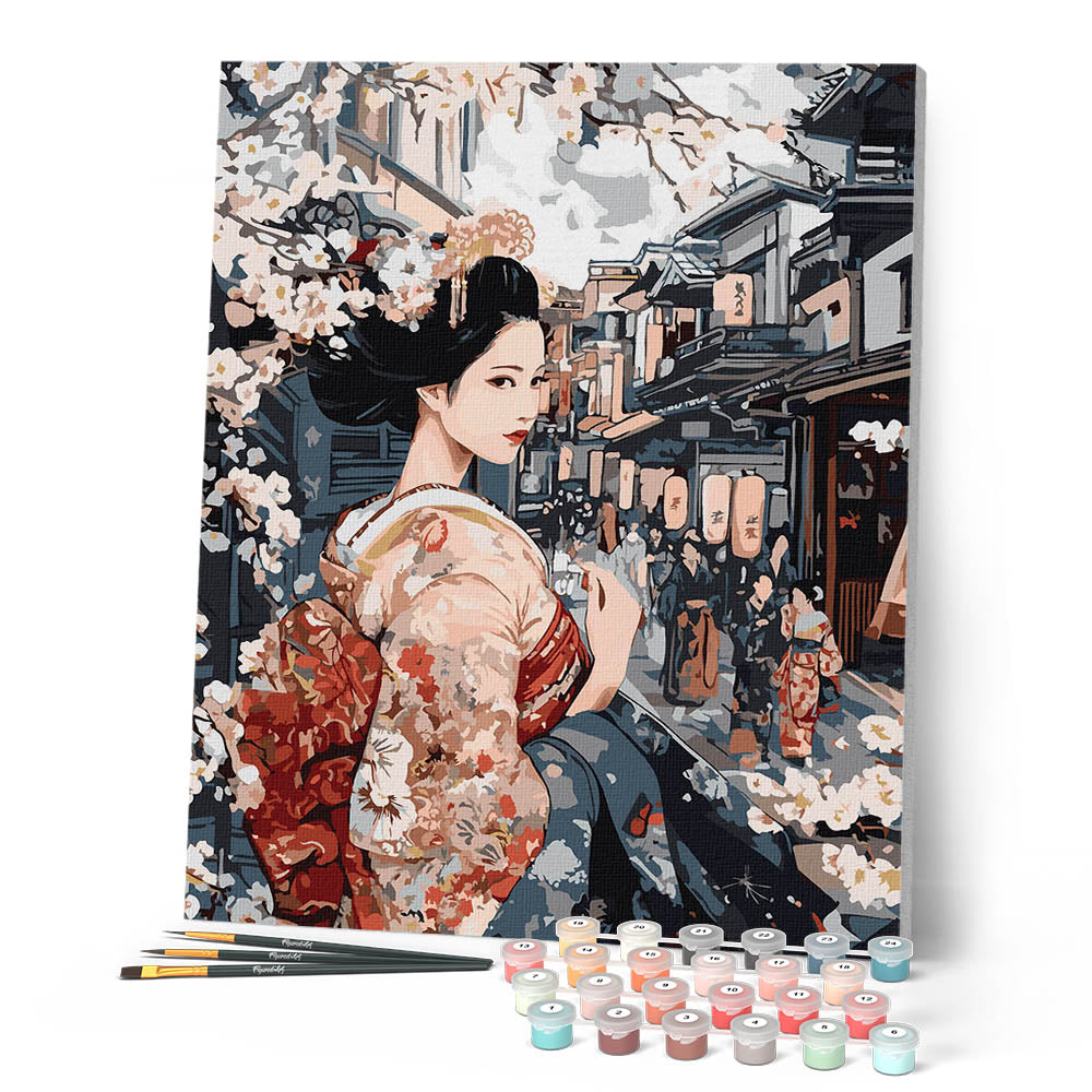 Paint by Numbers for adults UK - Geisha in Vintage Street