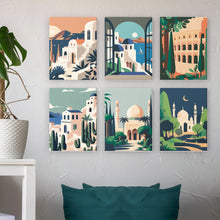 Load image into Gallery viewer, Mini Paint by numbers 15x20cm (6 pieces) - Mediterranean Dreams