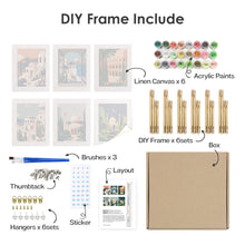 Load image into Gallery viewer, Mini Paint by numbers 15x20cm (6 pieces) - Mediterranean Dreams