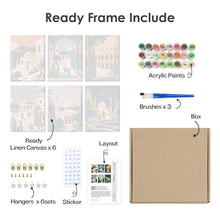 Load image into Gallery viewer, Mini Paint by numbers 15x20cm (6 pieces) - Mediterranean Dreams