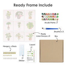 Load image into Gallery viewer, Mini Paint by numbers 15x15cm (9 pieces) - Modern Plant Art