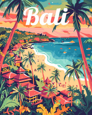 Paint by numbers kit for adults Travel Poster Bali Figured'Art UK