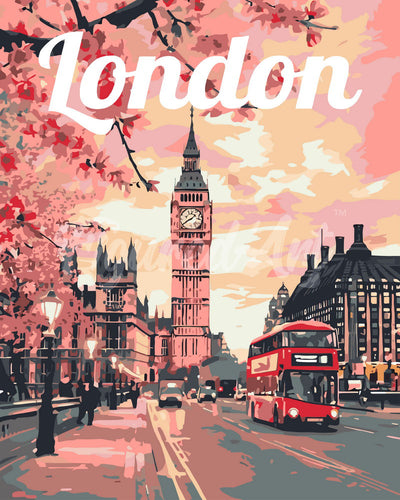 Paint by numbers kit for adults Travel Poster London in Bloom Figured'Art UK