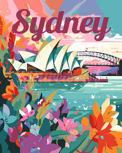 Paint by numbers kit for adults Travel Poster Sydney Figured'Art UK