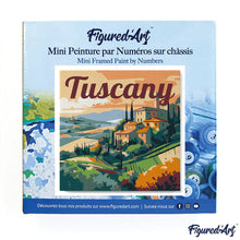 Load image into Gallery viewer, Mini Paint by numbers Travel Poster Tuscany Summer 20x20cm already framed