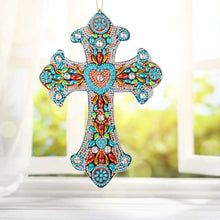 Load image into Gallery viewer, 5D Diamond Painting Decorative Pendant Cross with Heart