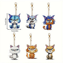 Load image into Gallery viewer, 5D Diamond Painting Keychain Bad Cats 6 Pieces