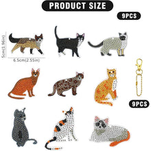 Load image into Gallery viewer, 5D Diamond Painting Keychain Cats 9 Pieces