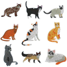 Load image into Gallery viewer, 5D Diamond Painting Keychain Cats 9 Pieces