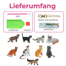 Load image into Gallery viewer, 5D Diamond Painting Keychain Cats 9 Pieces