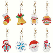 Load image into Gallery viewer, 5D Diamond Painting Keychain Set 3 Christmas 8 Pieces