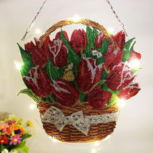 Load image into Gallery viewer, 5D Diamond Painting Door Hanger Tulips with LED and Pendant