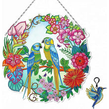 Load image into Gallery viewer, 5D Diamond Painting Door Hanger Birds with LED and Pendant