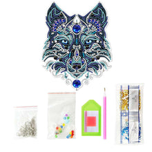 Load image into Gallery viewer, 5D Diamond Painting Car Mirror Hanger Wolf