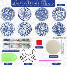 Load image into Gallery viewer, 5D Diamond Painting Coaster Blue Flowers