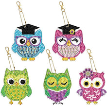 Load image into Gallery viewer, 5D Diamond Painting Keychain with Owls 5 Pieces
