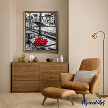 Load image into Gallery viewer, paint by numbers | Terrace and Bouquet of Roses | cities flowers intermediate romance | FiguredArt