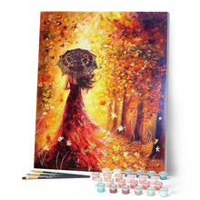 Load image into Gallery viewer, paint by numbers | Autumn Forest and Woman with Umbrella | advanced romance | FiguredArt