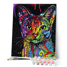 Load image into Gallery viewer, Paint by numbers | Modern Fractal Cat | animals cats intermediate Pop Art | Figured'Art