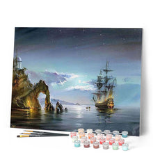 Load image into Gallery viewer, paint by numbers | Sailboat during Moonlight | advanced ships and boats | FiguredArt