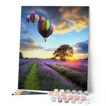 Load image into Gallery viewer, paint by numbers | Hot Air Balloon over the Purple Fields | advanced landscapes | FiguredArt