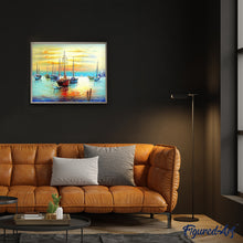 Load image into Gallery viewer, paint by numbers | Sailboats at the Port | intermediate landscapes ships and boats | FiguredArt
