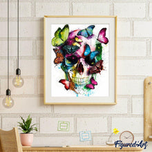 Load image into Gallery viewer, paint by numbers | Colorful Butterflies and Skull | animals butterflies easy | FiguredArt