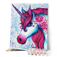 Load image into Gallery viewer, paint by numbers | Red Unicorn | animals intermediate kids unicorns | FiguredArt
