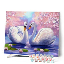 Load image into Gallery viewer, paint by numbers | Swans on the Water | advanced animals birds swans | FiguredArt