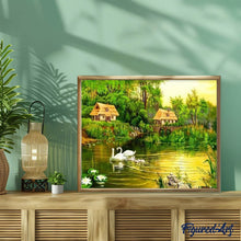 Load image into Gallery viewer, paint by numbers | Peaceful Swans | advanced birds landscapes swans | FiguredArt