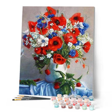 Load image into Gallery viewer, paint by numbers | Red Roses in a White Vase | flowers intermediate | FiguredArt