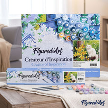 Load image into Gallery viewer, paint by numbers | White Cat and Yellow Flowers | animals cats intermediate | FiguredArt