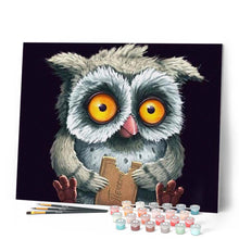 Load image into Gallery viewer, paint by numbers | Owl with a cookie | animals intermediate owls | FiguredArt