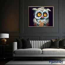 Load image into Gallery viewer, paint by numbers | Owl with a cookie | animals intermediate owls | FiguredArt