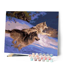 Load image into Gallery viewer, paint by numbers | Wolves Hunting | animals intermediate wolves | FiguredArt